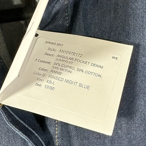 NWT 7 for all mankind angular pocket denim jumpsuit in rinsed night blue size S - Picture 6 of 11